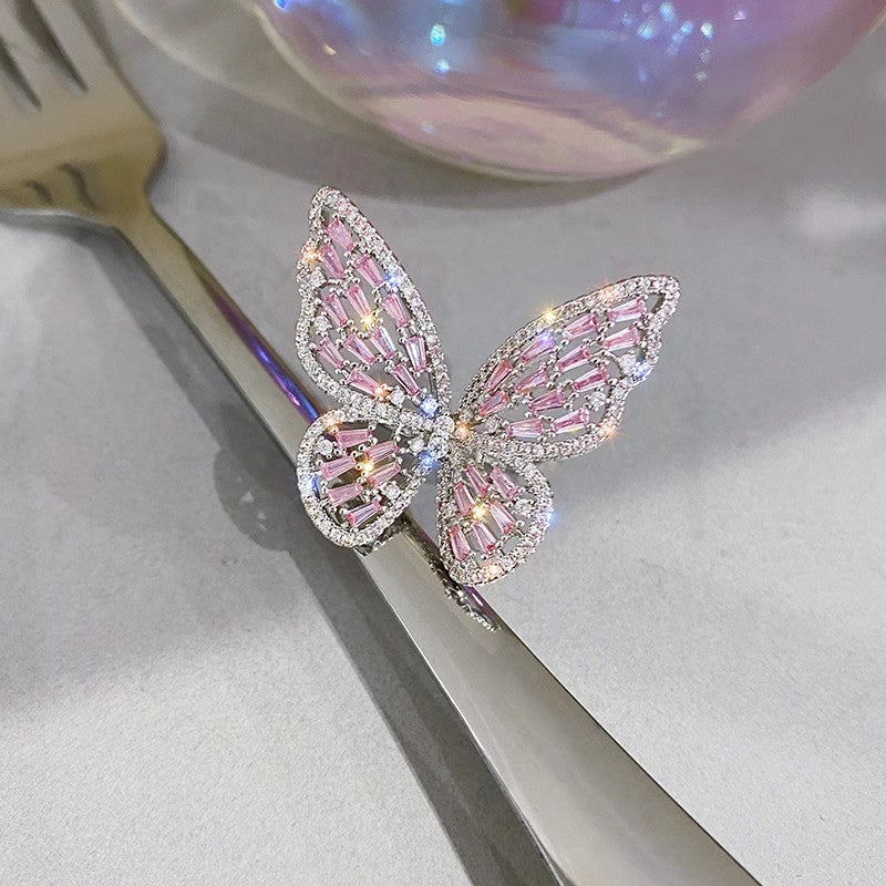 Wholesale Zircon Butterfly Open Copper Rings